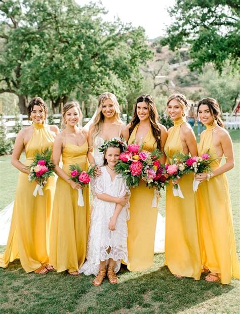 yellow and blue bridesmaid dresses